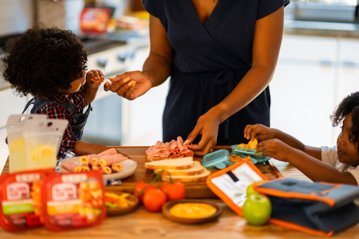 Family packing lunch
